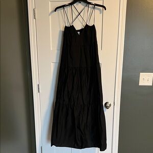 BUCKETLIST Strappy Tiered Black Maxi Dress Size L